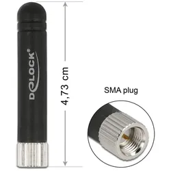 DeLOCK ISM 433 MHz Antenne SMA Stecker -0,5 dBi omnidirektional flexibel schwarz