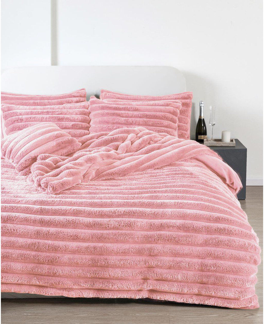 17 Stories Kampala Hill Big Cord Teddy Blush Duvet Cover Set Bedding Set Pink Super King Duvet Cover + 2 Standard Pillowcases