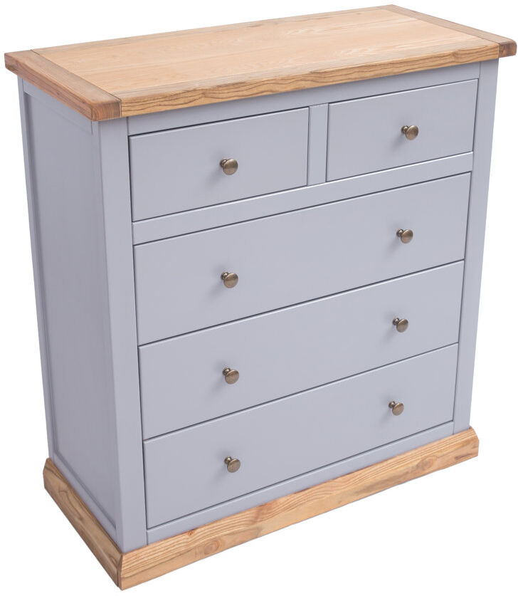 Brambly Cottage Valero 90 cm W Chest of 5 Drawers Grey 95cm H X 90cm W X 40cm D