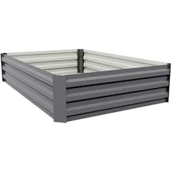 Livingandhome Hochbeet-Pflanzkasten aus verzinktem Stahl in  Grau Creme Quadratische für Garten Balkon 120x90x30cm 5,2 kg