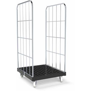 HMH Rollbehälter Basic, Nutzhöhe 1340mm, verzinkt, Kunststoffplatte 724 x 815mm, 2-seitig