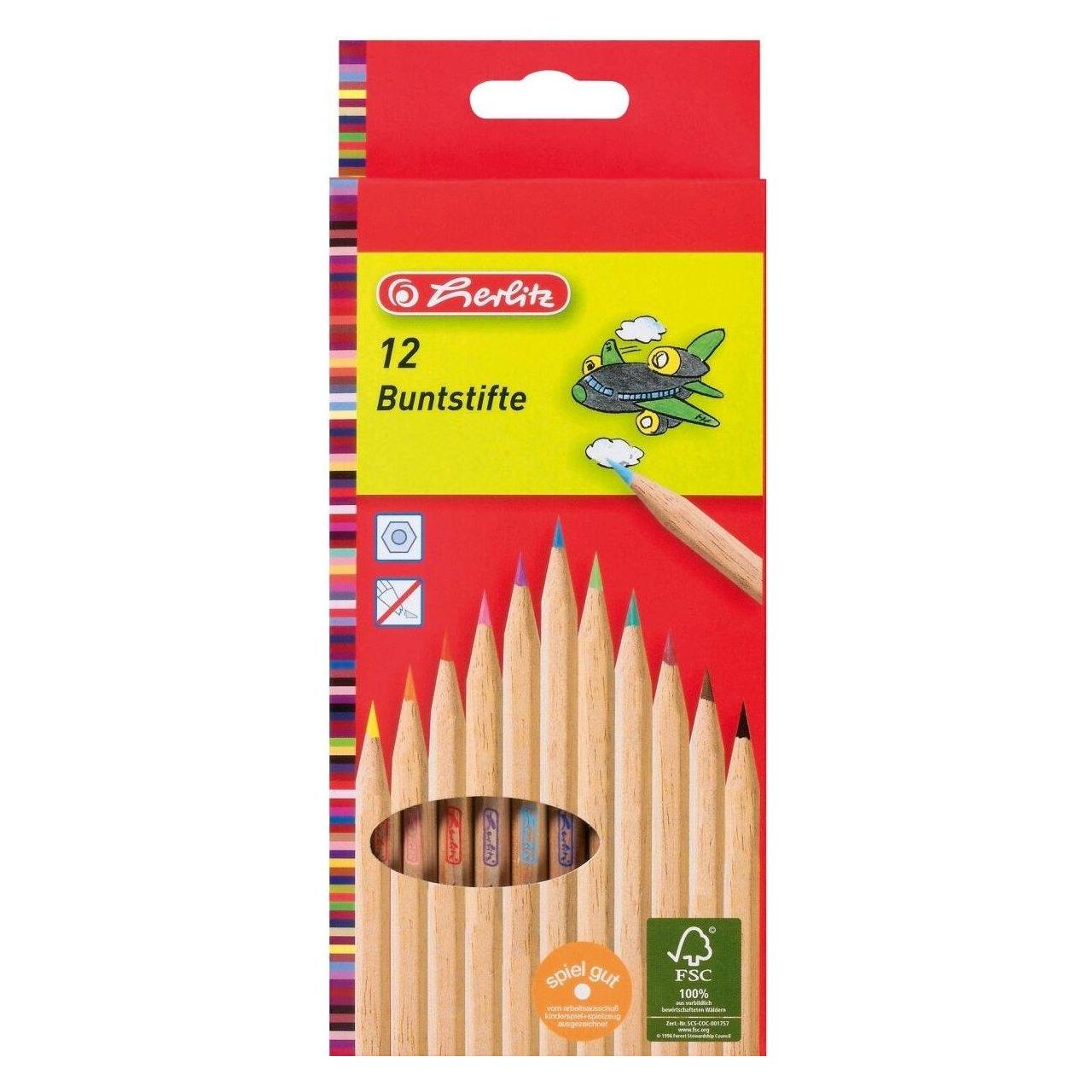 Herlitz Buntstifte 6-kant natur 12er Hängeschachtel (12x) (8660086)