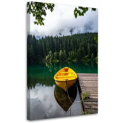 LEINWANDBILD See Boot Berge Landschaft 80x120cm