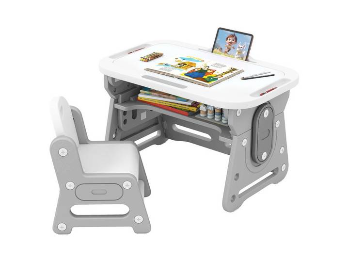KINDERTISCH-STUHL-SET mit Höhenverstellung grau(2-tlg)