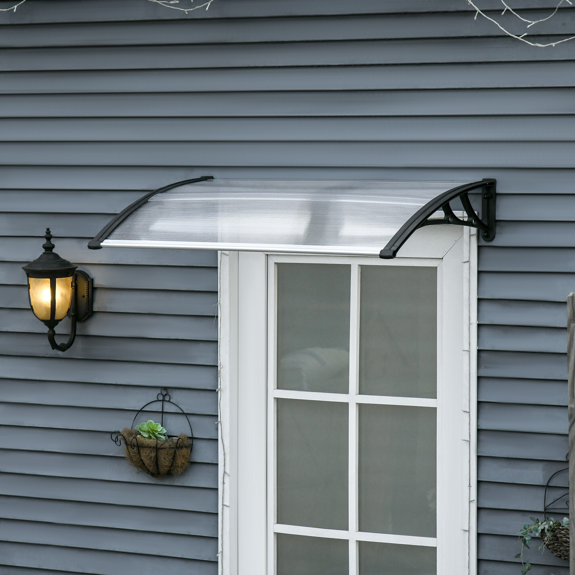 Altro Pensilina Da Esterno Per Finestre E Porte, In Policarbonato E Alluminio, 110x60x18cm Trasparente