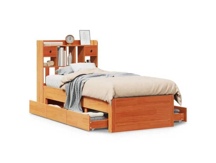 Maison Exclusive - Lit bibliothèque sans matelas cire marron 75x190 cm pin massif