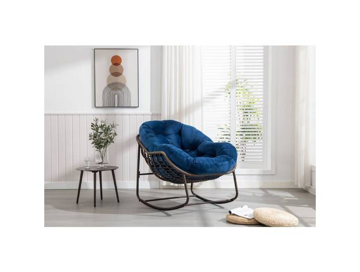 Fauteuil à bascule Logidon rat avec revêtement bleu marine