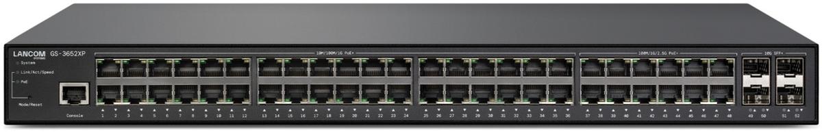 LANCOM GS-3652XUP, Managed, L3, 2.5G Ethernet (100/1000/2500), Power over Ethernet (PoE), Rack-Einbau, 1U