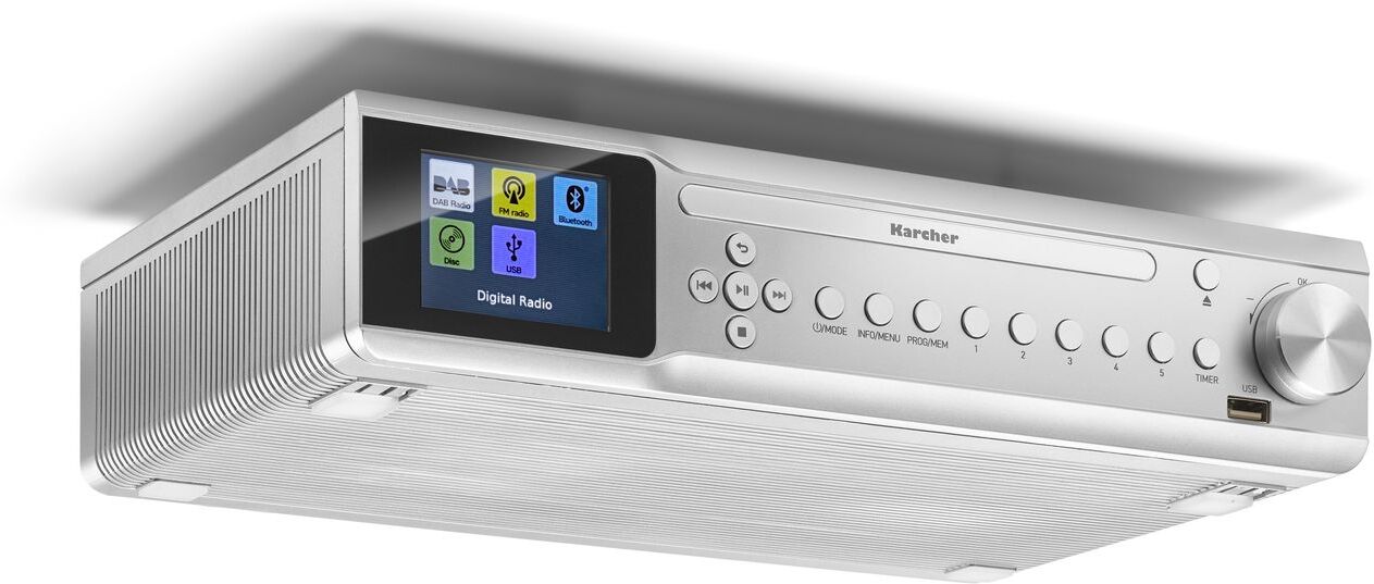 Karcher RA 2060D-S Unterbauradio mit CD-Player, DAB+ Radio, MP3-Wiedergabe über USB und Bluetooth - LED Licht
