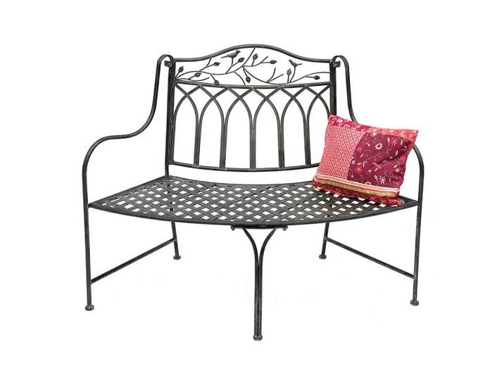 DanDiBo Gartenbank Halbrund aus Metall Braun 125 cm 96002, 125x96.5x66 cm, Gartenmöbel, Gartenbänke