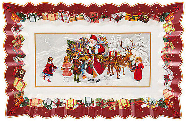 Villeroy & Boch Toy's Fantasy Kuchenplatte eckig, Santa und Kinder 35x23x3,5cm bunt EG