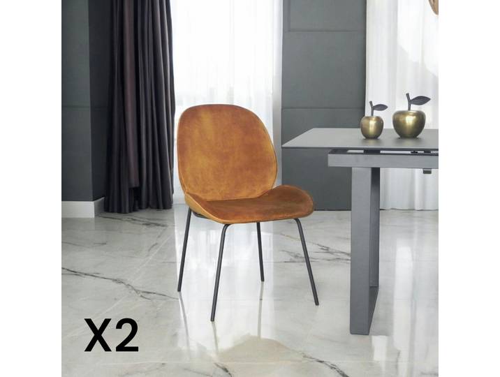 Chaise contemporaine en velours (lot de 2) FLORENCE - Doré