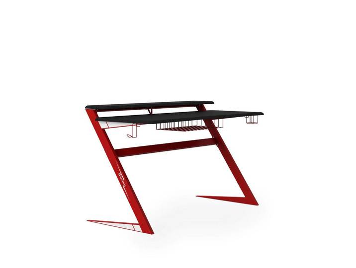 Mid.you Gaming-Tisch, Schwarz, Metall, Holzwerkstoff, eckig, 83x68x137 cm, Stauraum, Headsethalter, Büromöbel, Schreibtische, Gaming-Tisch