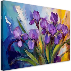 WANDBILD lila pastellblumen iris