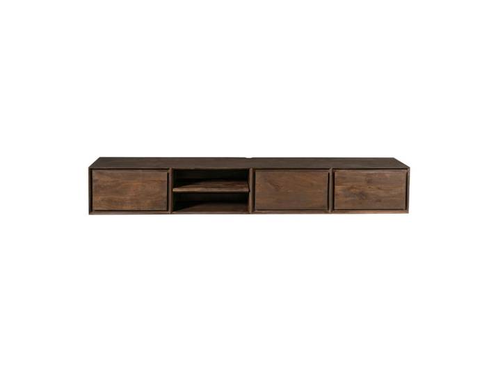 Long meuble tv suspendu brun 3 tiroirs 240 cm