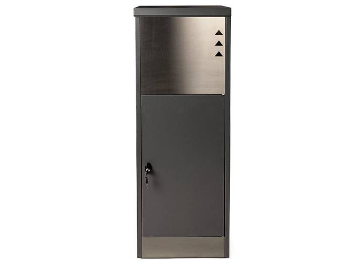 Paketbox, Schwarz, Metall, 39.5x118.5x38.5 cm, 2 Schlüssel, Einwurföffnung mit Klappe, Freizeit & Co, Briefkästen & Paketboxen