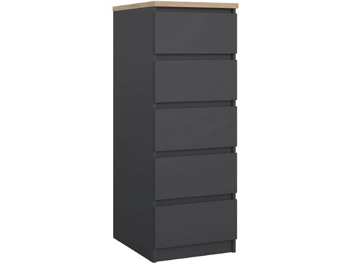 Kommode NAIA 5 Schubladen 50x40.4x111cm schwarz matt