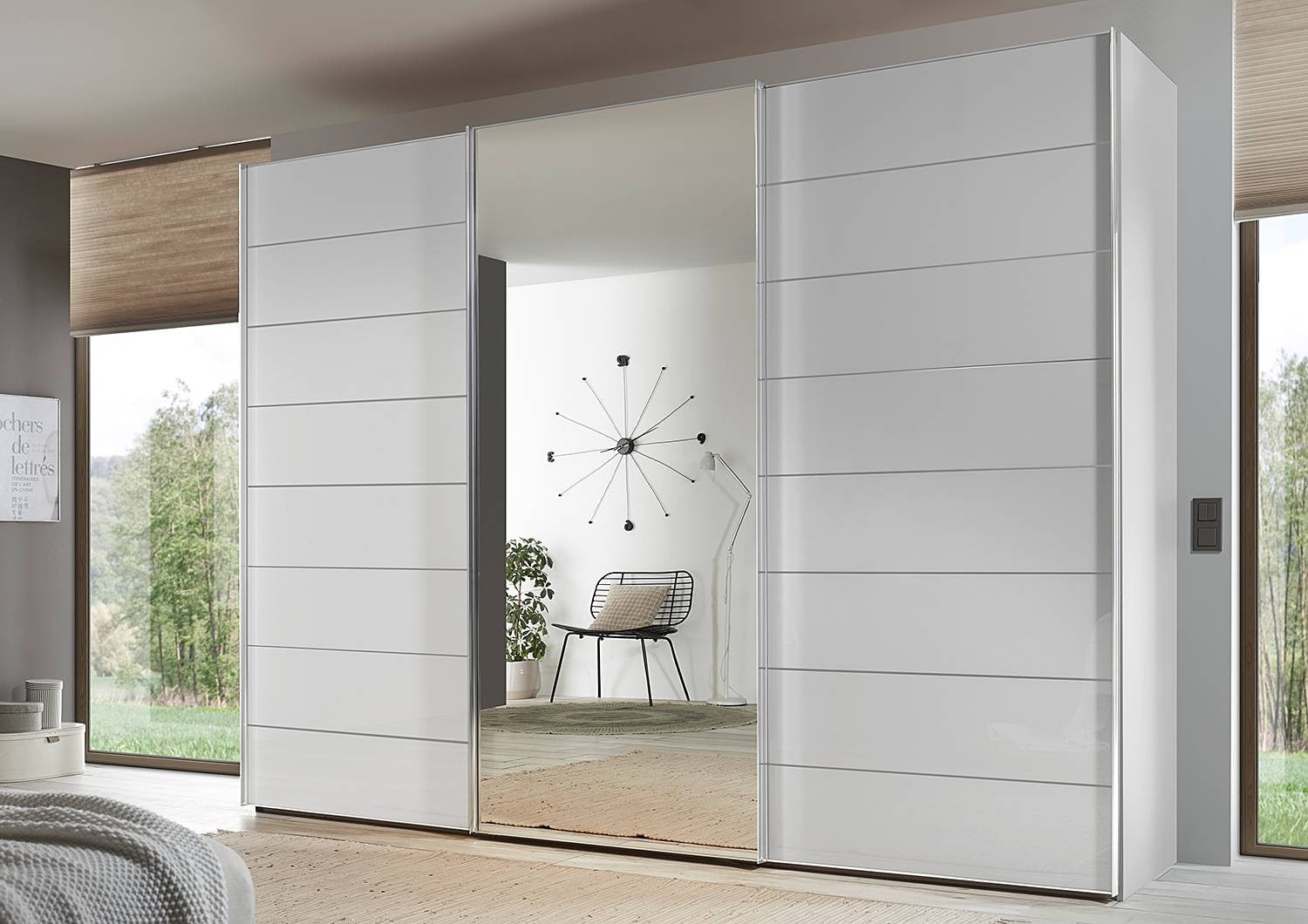 home24 Zweefdeurkast Sonate Wit, B: 249 cm, H: 222 cm