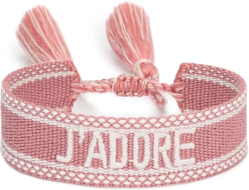 INF JA Stickarmband - 83: Verstellbares, handgefertigtes Freundschaftsarmband mit Quasten Rosa