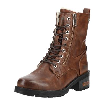 Schnürstiefelette MUSTANG SHOES "Mustang Shoes Stiefelette Lederimitat", Damen, Gr. 36, braun, Lederimitat, Schuhe Schnürstiefelette