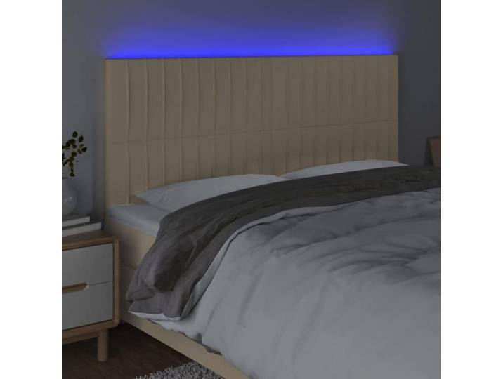 BEL ACHAT*Tête de lit à LED - Colorée - ABBOI - Entretien facile Crème 160x5x118/128 cm Tissu Promo972910