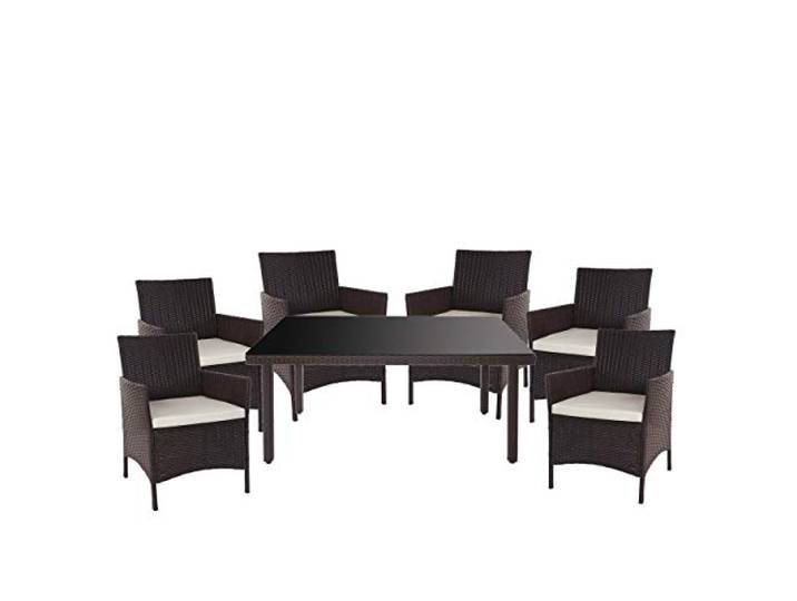 Mendler Poly-Rattan-Garnitur Halden - braun, Kissen Creme