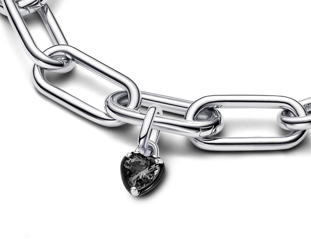 PANDORA Mini Charm Anhänger Schwarzes Chakra Herz, 925er Silber silber