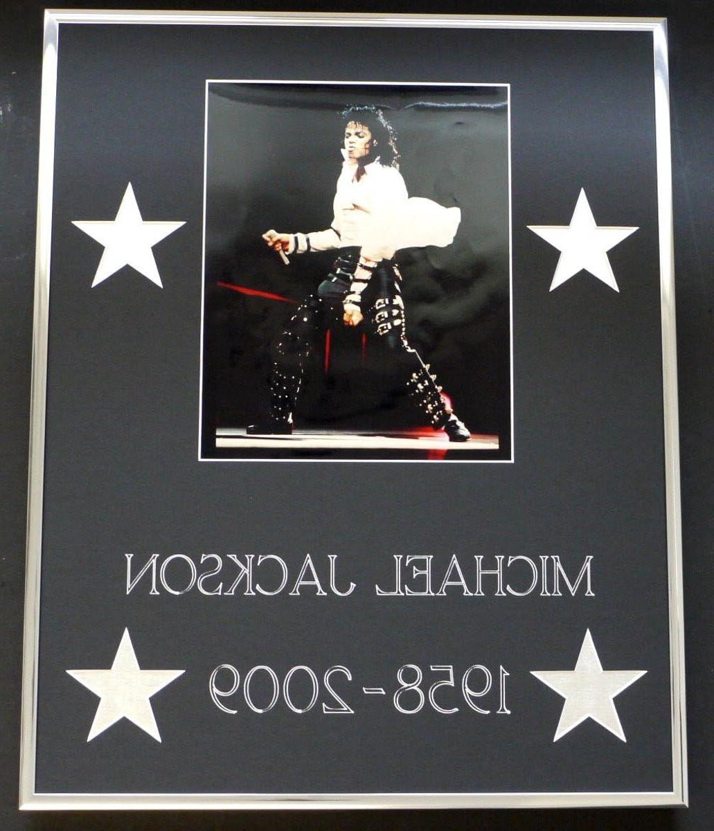 Michael Jackson Foto Muziek Kunstwerk Muurdecoratie met Aluminium Frame Zilver 40 x 50 cm