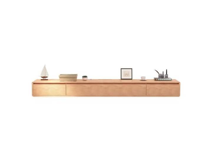 Ptasccne tv Schrank Wandmontierte TV-Konsole aus massivem Holz, schwebendes TV-Ständerregal