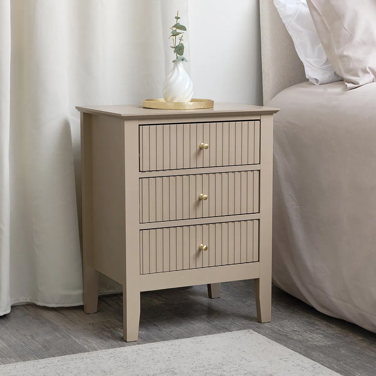 3 Drawer Bedside Table - Hales Tan Range Material: Furniture/Furniture Ranges/Hales Range/Hales Tan Range