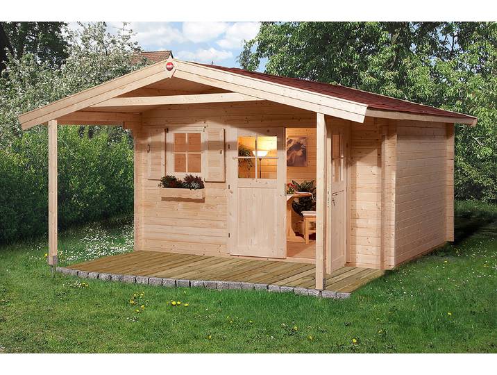 Weka Gartenhaus 111 A Gr. 3 28 mm mit Vordach Natur 5.8 × 3.8 × 2.7 m