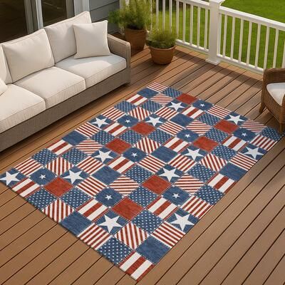 Addison Rugs Machine Washable Indoor/ Outdoor Stars and Stripes Chantille Rug