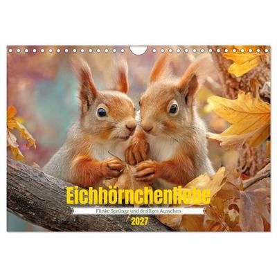 Eichhörnchenliebe - Flinke Sprünge und drolliges Aussehen (Wandkalender 2027 DIN A4 quer), CALVENDO Monatskalender