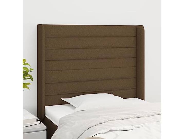 RJPLMFV Kopfteil mit Ohren, Dunkelbraun, 103 x 16 x 118/128 cm, Stoff Robuste Holzfüße, höhenverstellbar, Rückenstütze, strapazierfähiger atmungsaktiver Stoff