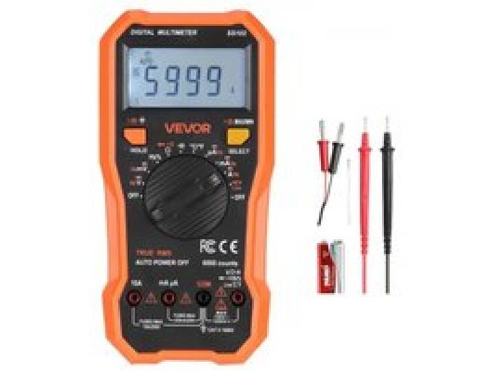 VEVOR Digitalmultimeter, 6000-Count TRMS DC/AC Voltmeter Stromtester, NCV-Multimeter für Strom, Spannung, Widerstand, Tastverhältnis, Temperatur, Dioden, Kontinuitätstest mit stromführendem Draht