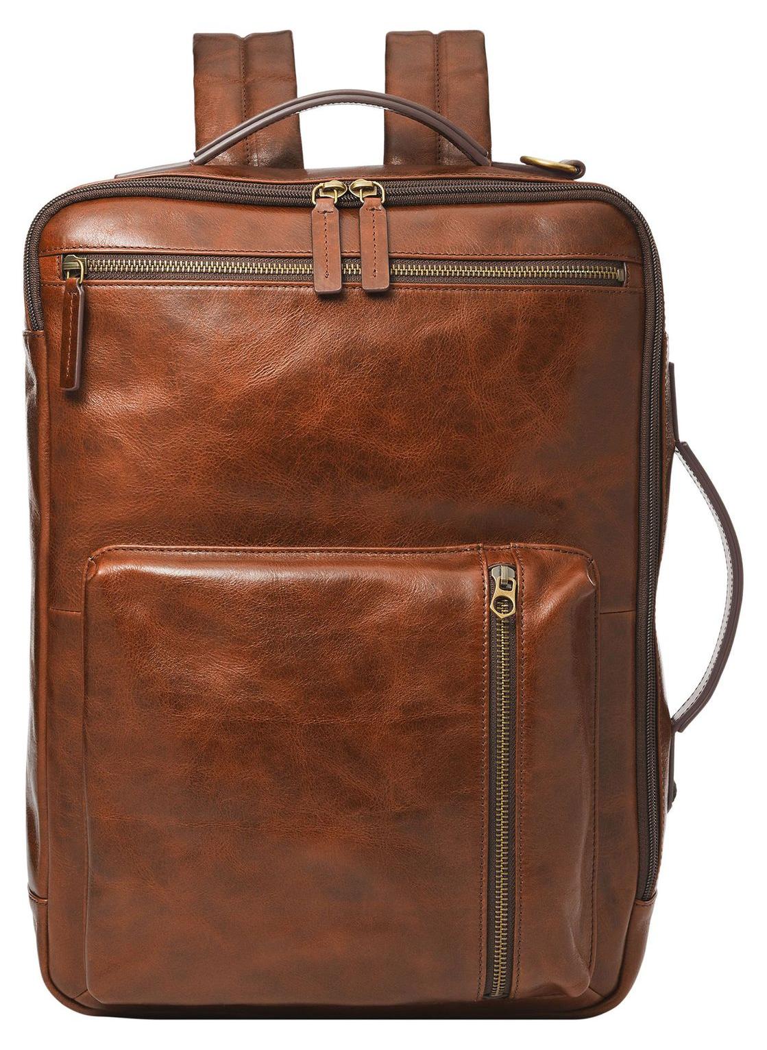 FOSSIL Laptoprucksack Rucksack mit Laptopfach Buckner Backpack Cognac braun