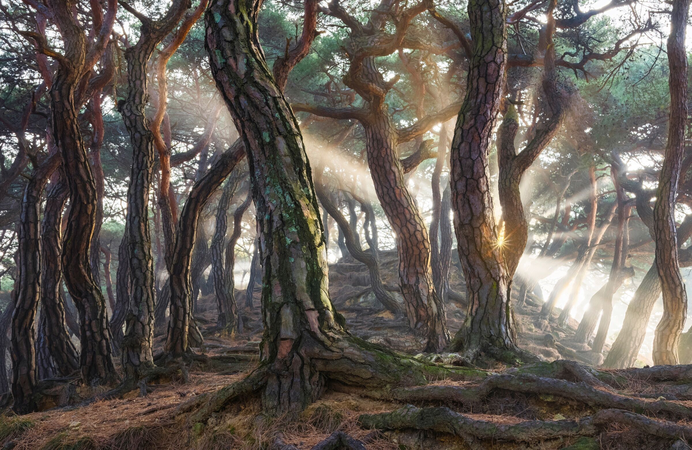 Fototapete PAPERMOON "Photo-Art JAEYOUN RYU, HEILIGE KIEFERN", bunt, B:1,5m L:1,11m, Vlies, Tapeten, Fototapete bunt B/L: 1,5m x 1,11m, Bahnen: 7 Stk.