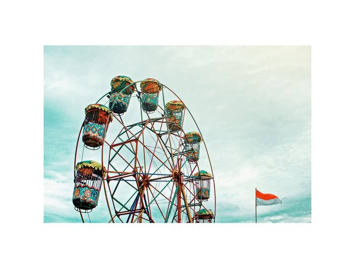 Wandkraft Aluminiumbild, Mehrfarbig, Metall, Kunststoff, Vergnügungspark, 148x98 cm, einfache und schnelle Anbringung, Bilder & Rahmen, Bilder, Aluminium-Bilder