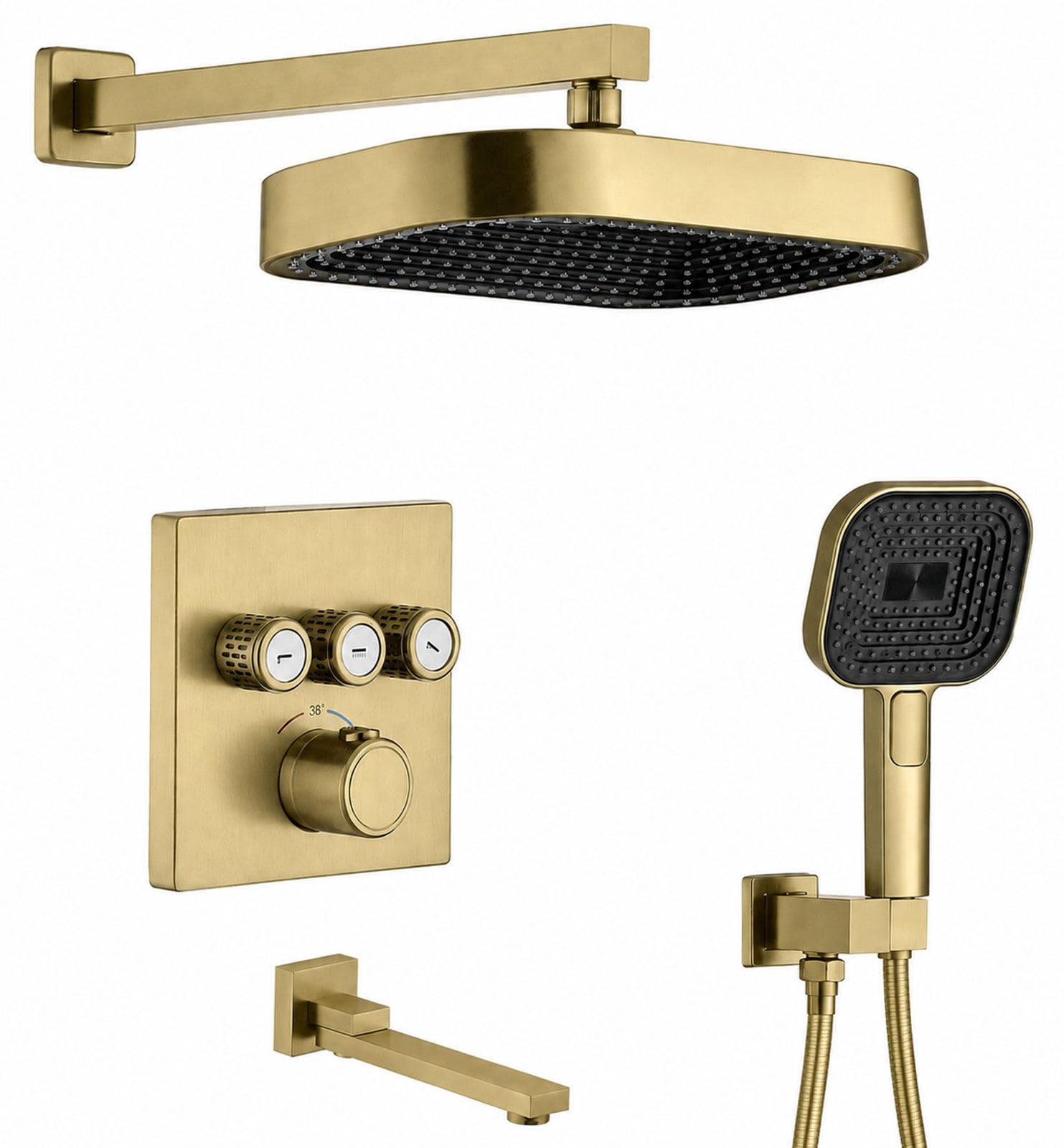 Duschsystem mit Regenbrause 325x200 mm, 3 Modi, Thermostat, 59A Messing
