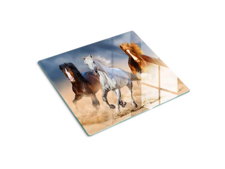Tulup Glasplatte 60x52 cm Pferde in der Wüste, Sahara, Glas, 60x52 cm, Küchenzubehör, Schneidebretter