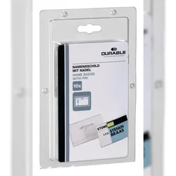 Durable Namensschild 40x75mm tr 10St mit Nadel SB Verpackung