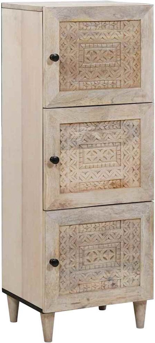 vidaXL Highboard van massief mangohout - Wit - B: 40 cm, D: 33 cm, H: 110 cm