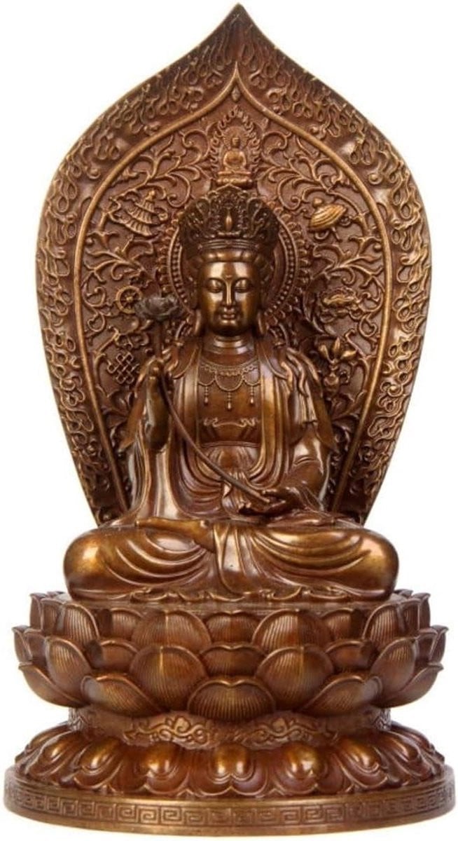 Boeddha Beeld Meditatie Figuur Tuin Decoratie Koperkleurig