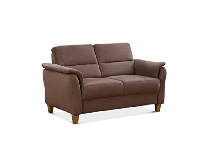 CAVADORE 2er-Sofa Palera mit Federkern / Kompakte Zweisitzer-Couch im Landhaus-Stil / passender Sessel und Hocker optional / 149 x 89 x 89 / Mikrofaser, Hellbraun