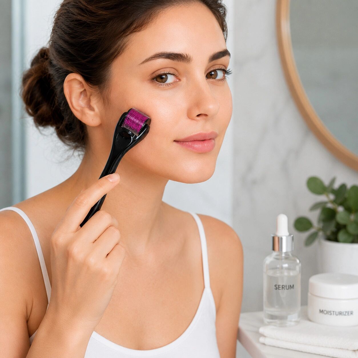 INF Derma Roller 1.0mm Microneedle 540-Nadel Gesichts- & Körperroller - ABS Schwarz für Falten, Große Poren, Dehnungsstreifen,