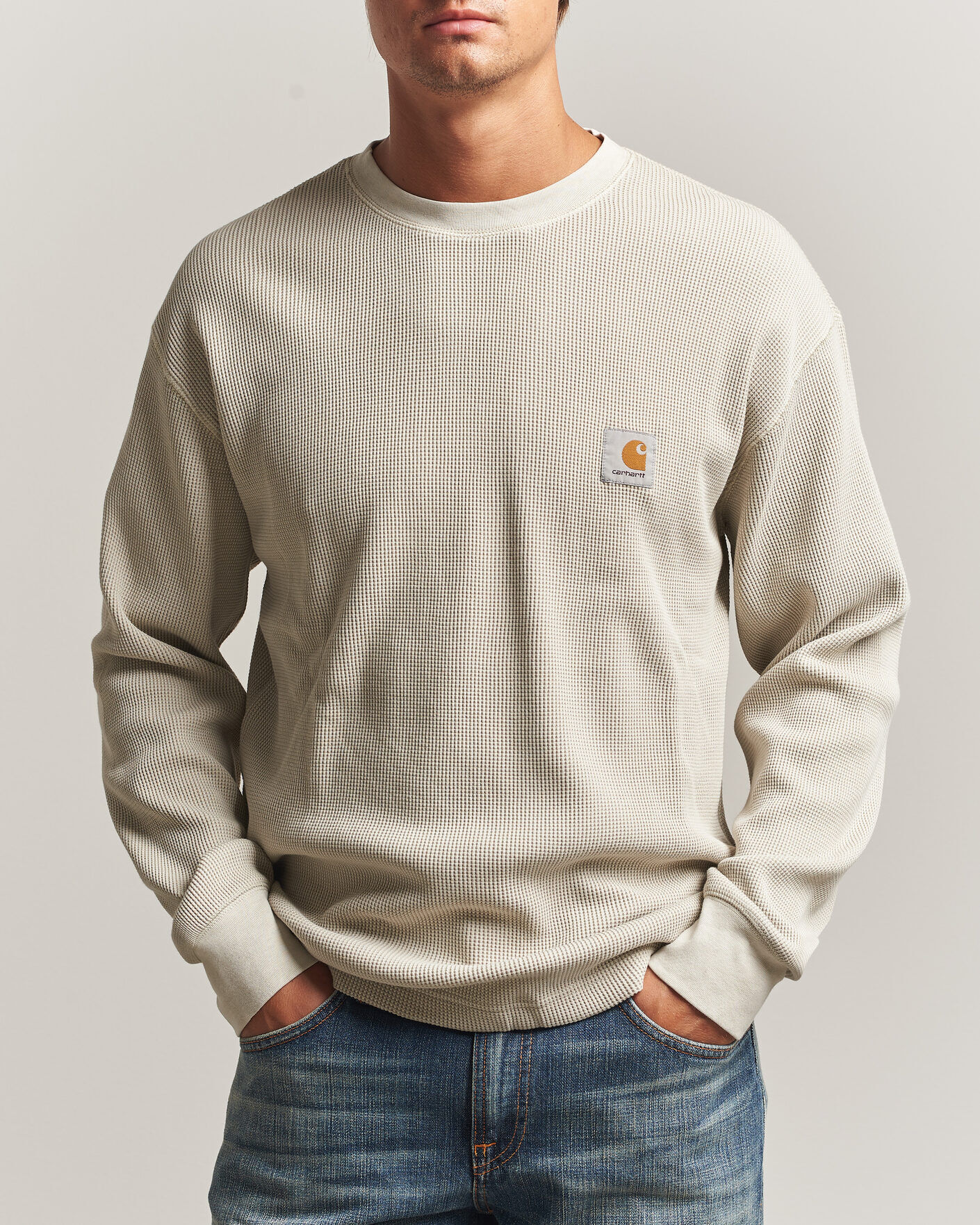 Carhartt WIP Long Sleeve Waffle T-Shirt Fleur De Sel men M Hvid