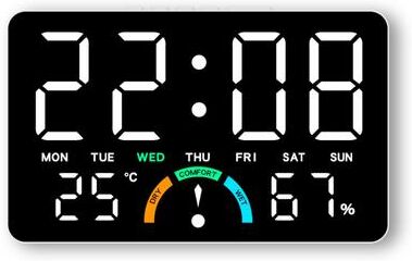 Perfect Picks Market Wall Mounted Electronic Wall Clock Multifunctional Temperature Digital LED Clocks Voice Control Display Table Clock white white