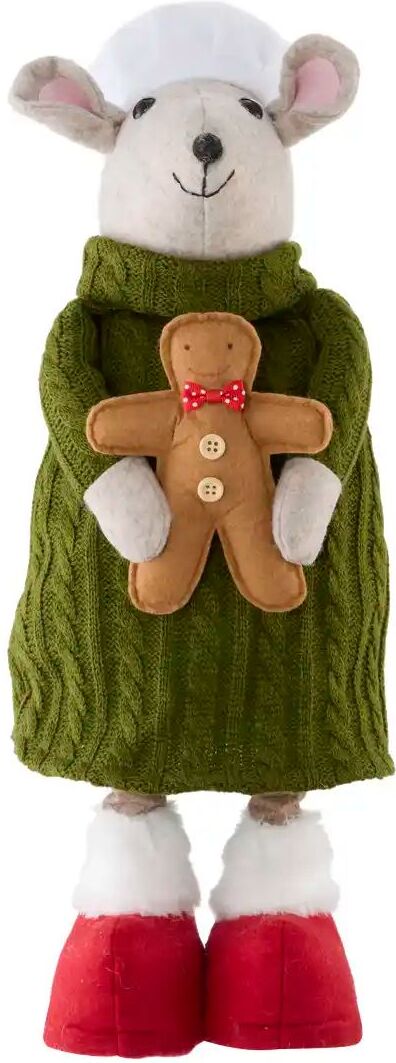 HOME STORY Figur Weihnachtsmaus   ¦ grün ¦ Polyester,Eisen,Kunststoff ¦ Maße