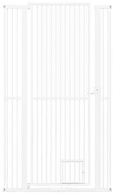 "Costway 67.5"" Extra Tall Pet Gate Heavy-Duty Metal Cat Gate with 30.5""-41"" Wide Opening-White"