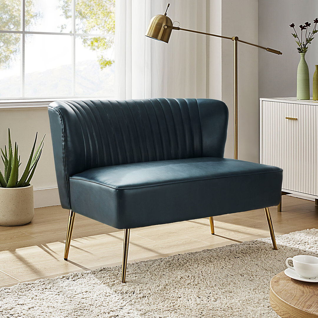 Blue Elephant Monica 119cm W Modern 2 Seater Velvet Sofa Green 80cm H X 119cm W X 77.5cm D